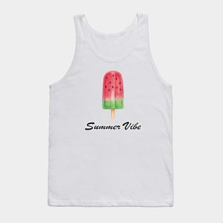 Summer Vibe, Watermelon Ice Pop, Hand Painted Watercolor Design Tank Top